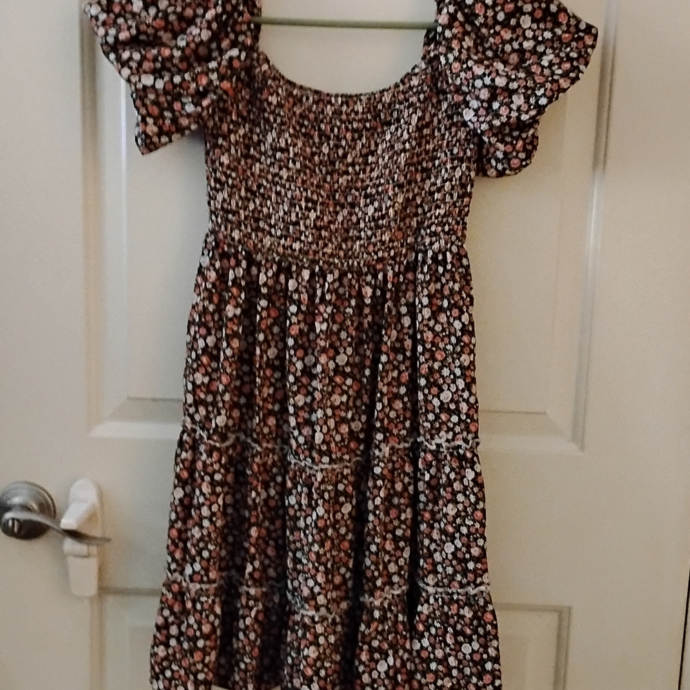 Floral Kids Dress with Puff Sleeves